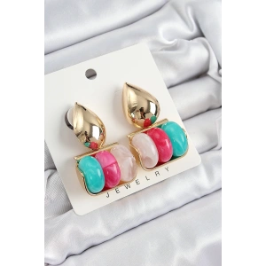 Pirinç Karışık Renk Vintage Model Kadın Küpe