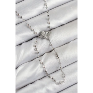 Pirinç Zirkon Taşlı Yonca Model Gümüş Renk Kadın Y Kolye