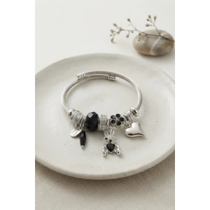 Siyah Tavşan Charmlı Bileklik