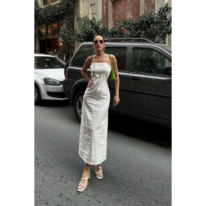 Trisha Sırt Dekolteli Keten Elbise 249620 EBİSE