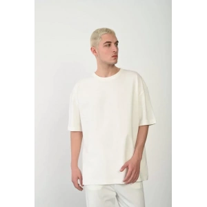 Unisex Basic Bisiklet Yaka Oversize Thirt  Beyaz