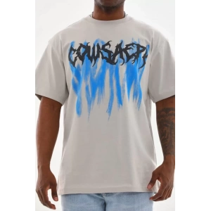 Unisex Baskılı Oversize Thirt  Gri