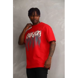 Unisex Baskılı Oversize Thirt  Kırmızı