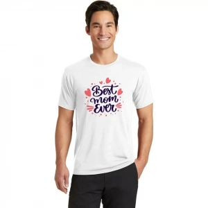 Unisex Bisiklet Yaka Baskılı Oversize Thirt  Beyaz