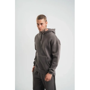 Unisex Double Oversize Kapşonlu Basic weathirt  Füme