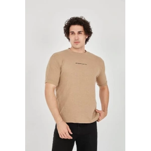 Unisex Jakar Kumaş lim Fit Thirt  Kahverengi