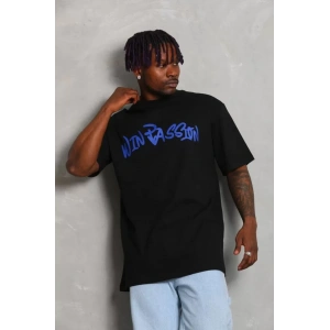 Unisex Oversize Baskılı Bisiklet Yaka Thirt  iyah