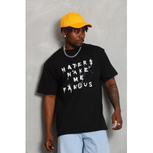 Unisex Oversize Baskılı Bisiklet Yaka Thirt  iyah