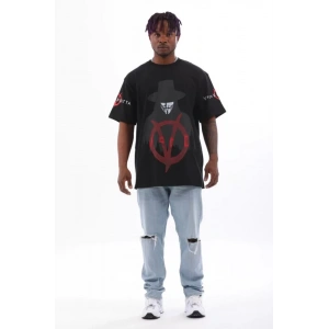 Unisex Oversize Baskılı Bisiklet Yaka Thirt  iyah