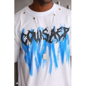 Unisex Oversize Kolye Dahil Thirt  Beyaz