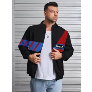 Unisex Uzun Koll Fermuarlı Baskılı Rüzgarlik  iyah