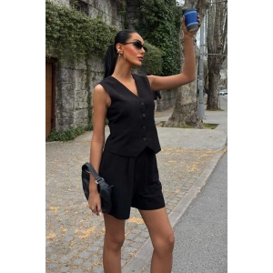 Yelek Şort Flamlı Keten Takım 1013317