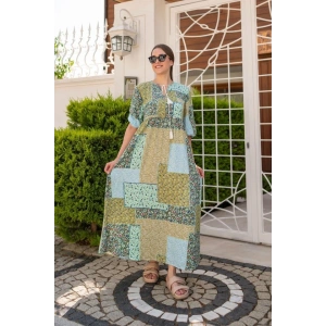 Yeşil alaş Desenli Elbise