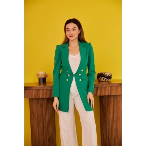 Yeşil Blazer Düğmeli Ceket