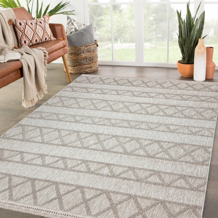 Doha Koleksiyonu Mikrofiber İplik Jüt Taban Lüks Halı