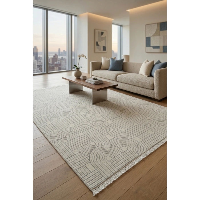 Lavinia Koleksiyonu Modern ve Zarif Desenli Mikrofiber Halı
