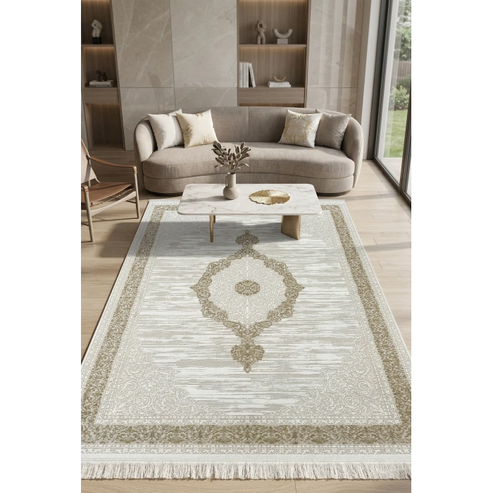 Çırağan Koleksiyonu Mikrofiber İplik Jüt Taban Lüks Halı