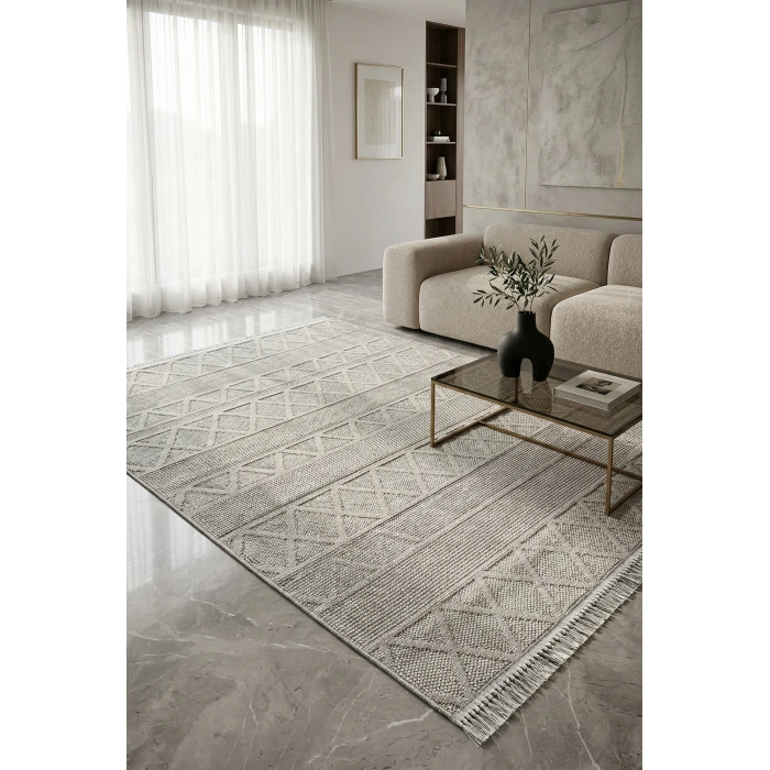 Doha Koleksiyonu Mikrofiber İplik Jüt Taban Lüks Halı