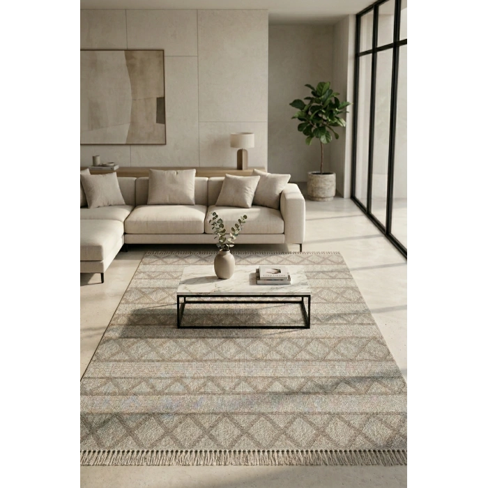 Doha Koleksiyonu Mikrofiber İplik Jüt Taban Lüks Halı