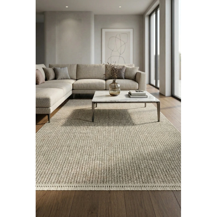 Doha Koleksiyonu Mikrofiber İplik Jüt Taban Lüks Halı