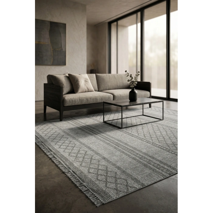 Doha Koleksiyonu Mikrofiber İplik Jüt Taban Lüks Halı