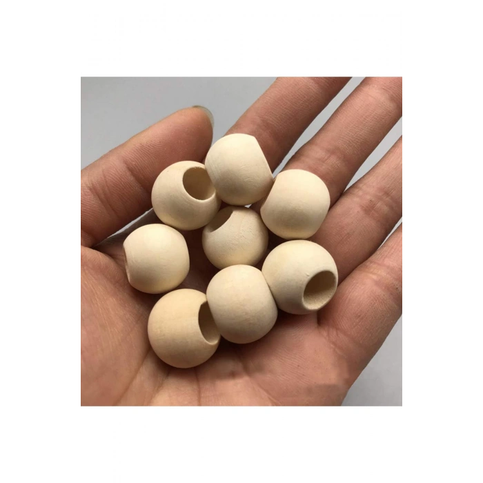 100 Gr (100 Adet) Ahşap Boncuk 15 mm çap x 10 mm Delik Doğal Yuvarlak Ahşap Makrome El İşi Çanta