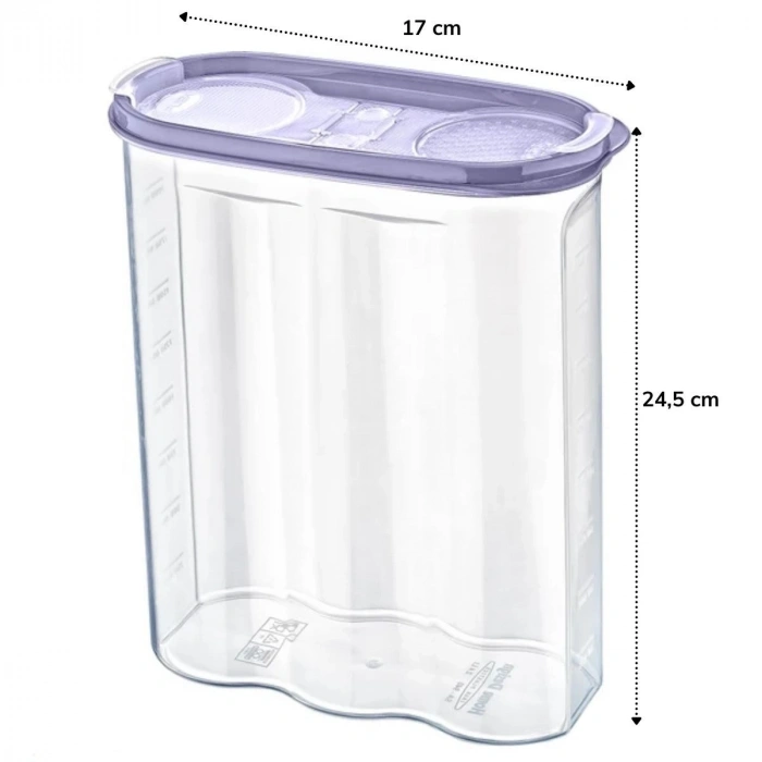 2 Kapaklı Ölçekli Erzak Kuru Gıda Saklama Kutusu Kabı 24 Litre-SA940 (4767)