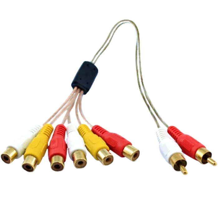 2 RCA ERKEK / 6 RCA DİŞİ 60 CM ŞEFFAF ARA KABLO (4767)