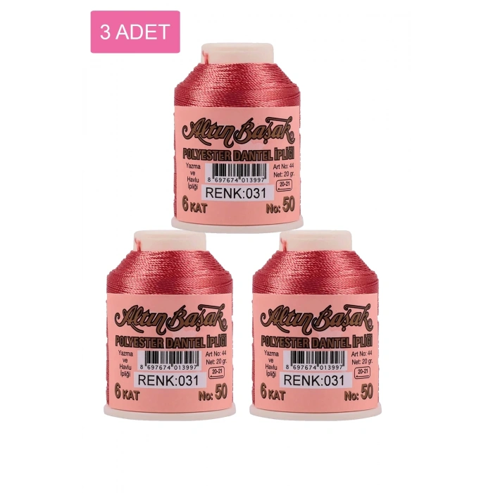 3 Adet Altınbaşak Oya ve Dantel İpi 20 gr - Royaleks - No: 031