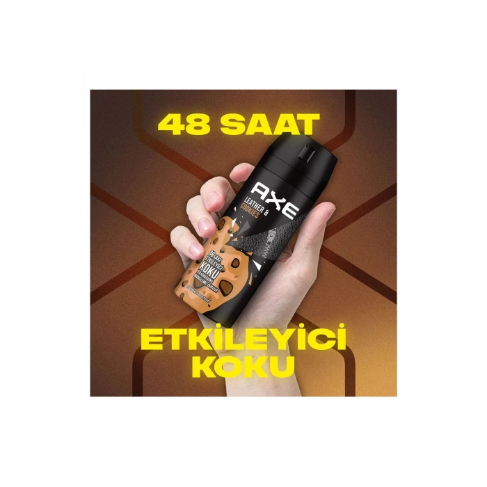 3 Adet Axe Erkek Sprey Deodorant Leather & Cookies 48 Saat Etkileyeci Koku 150 ml