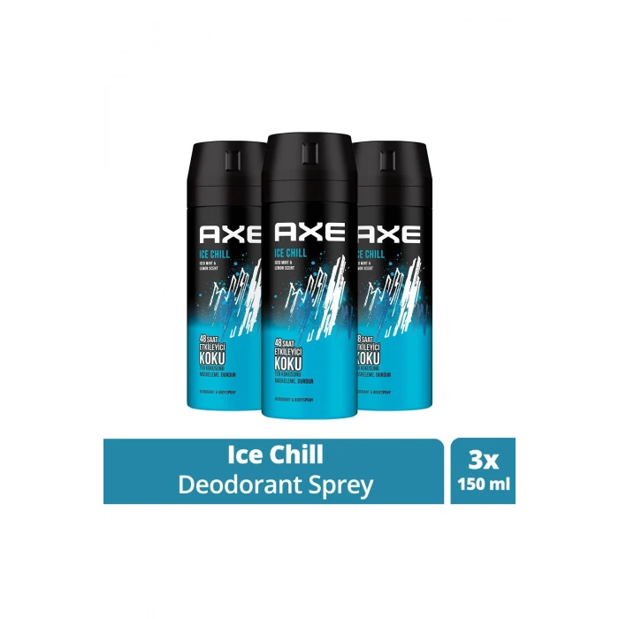 3 Adet Axe Ice Chill Erkek Deodorant Sprey 150 ml