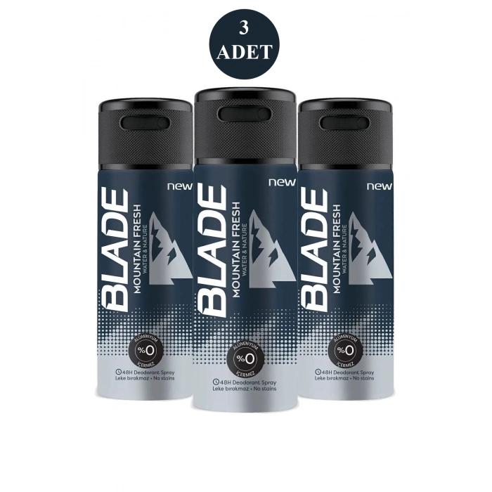 3 Adet Mountain Fresh Erkek Deodorant 150ml Leke Bırakmaz