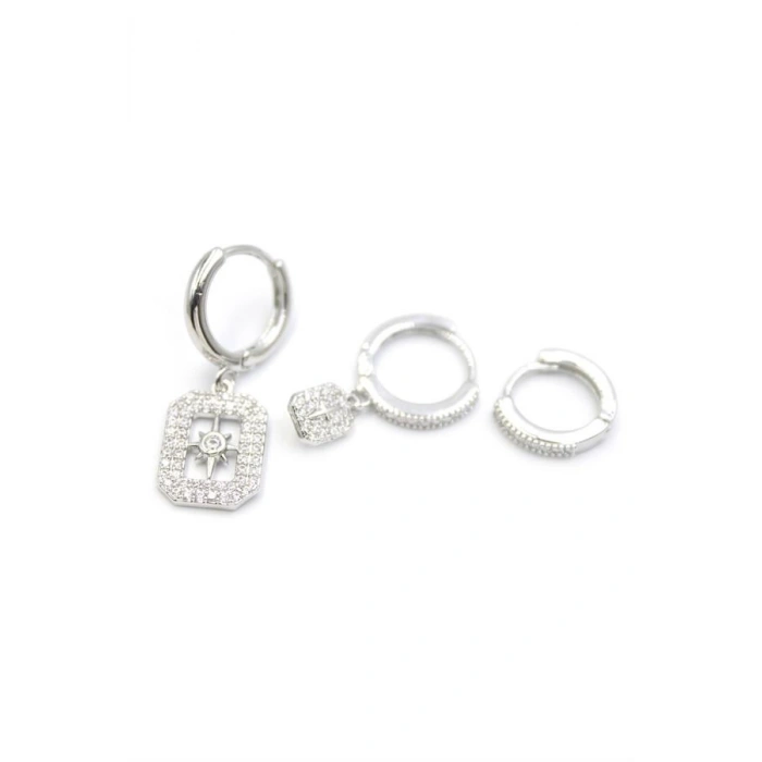 3lü Kutup Yıldızı Küpe - Gümüş