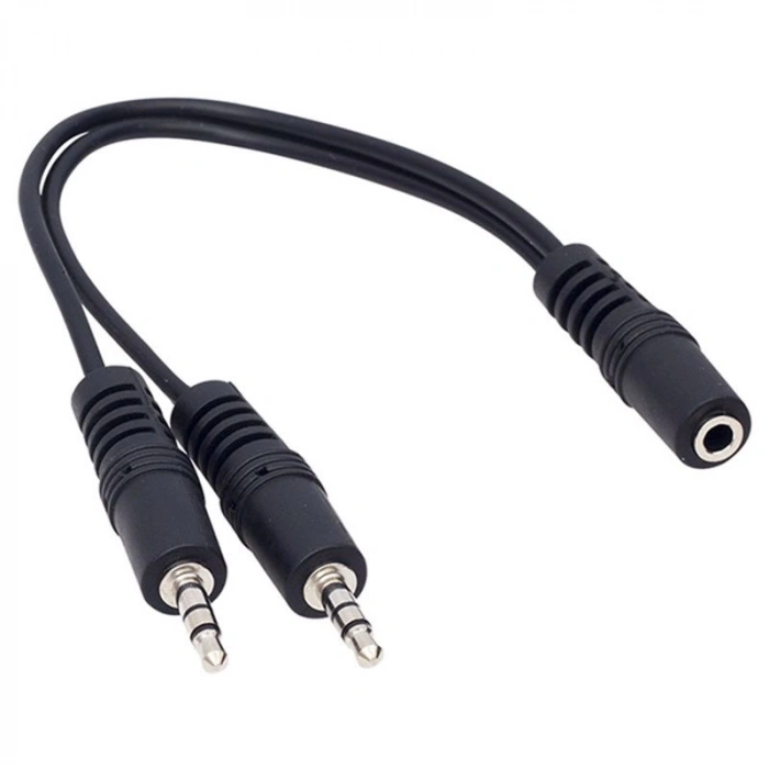 3.5 MM STEREO DİŞİ / 2 X 3.5MM STEREO ERKEK 20 CM Y KABLO KABLO (4767)