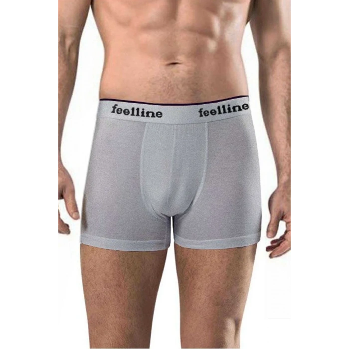 4 adet Feelline Gri Pamuklu Doğal Likralı Erkek Boxer mudanis