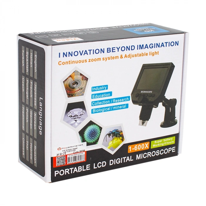 4.3 LCD DIGITAL EKRANLI 3.6 MP HD TAŞINABİLİR MİKROSKOP (1-600X ZOOM-LİTYUM PİLLİ) (4767)