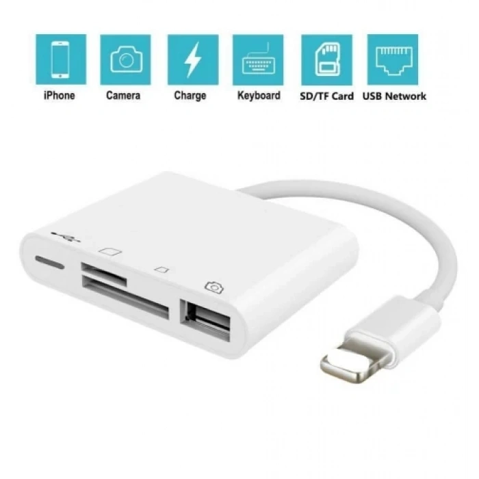 4in1 İPhoneİPad Lightning To TfSd Card Usb Kamera Adaptörü NK108L-(5775)