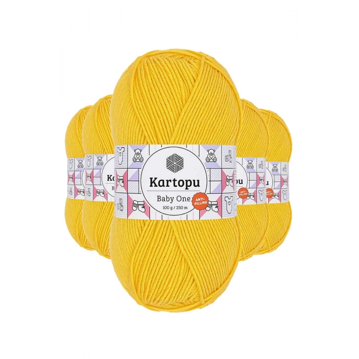 5 Adet Baby One Tüylenmeyen El Örgü İpi Yünü Sarı K154