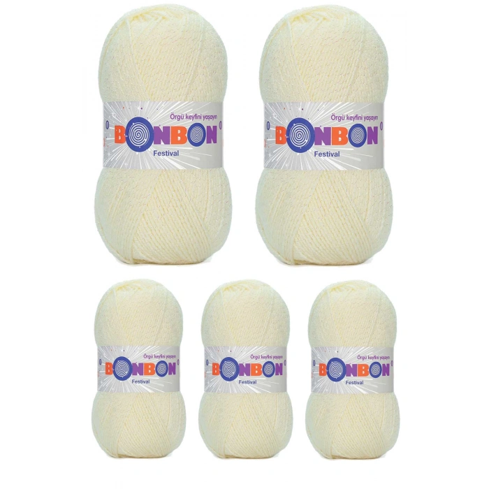5 Adet Festival Simli Örgü İpi Yünü Renk No:223