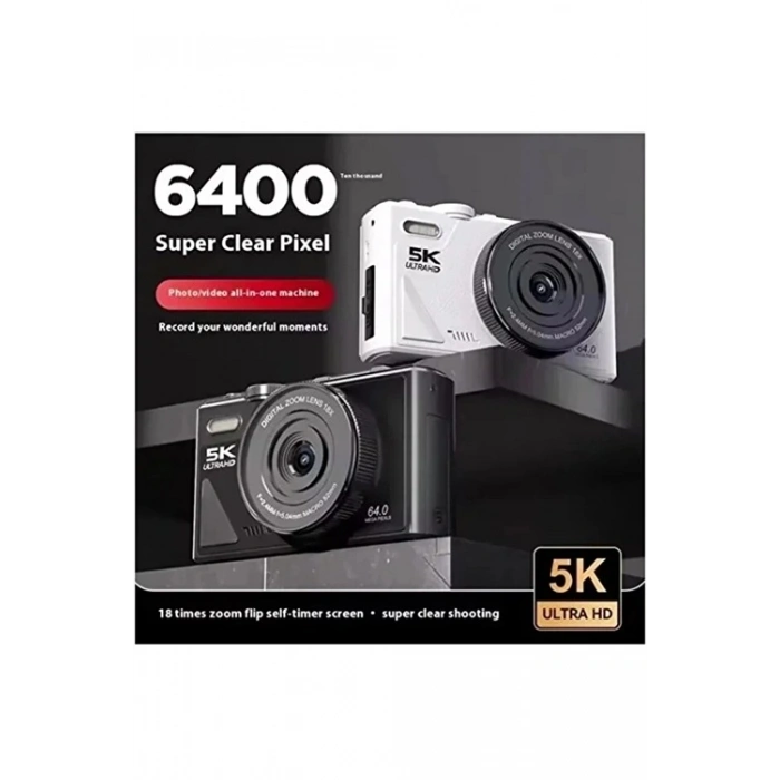 5k 75mp Hd Dijital Kamera 18x Dijital Zoom, Flaşlı,3.0 İnç Ekranlı Vlog Ve Fotoğraf Makinesi