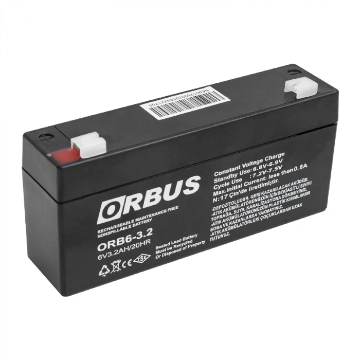 AKÜ 6 VOLT 3.2 AMPER ORBUS ORB6-3.2 ( 135 X 33 X 60 MM ) (4767)