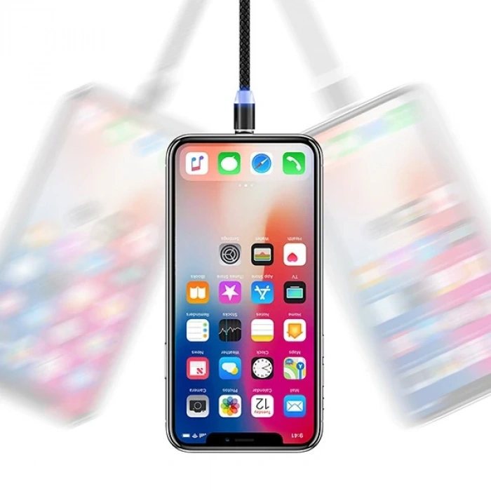 ALLY 1M Magnetic-Miknatisli Usb Sarj Kablosu 3 Baslik(iPhone+Type-C+Micro-(5775)