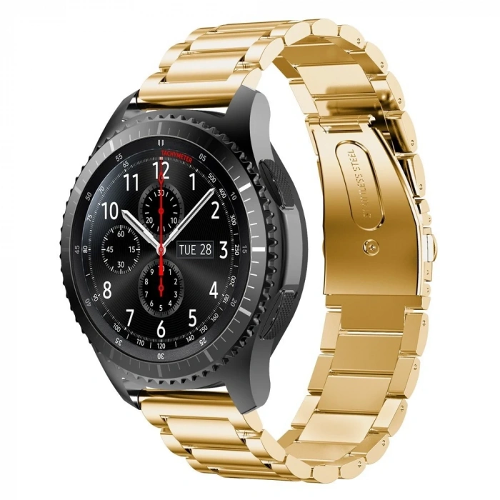 Ally 22mm Gear S3 Watch 4 46mm Paslanmaz Çelik 3 Bakla Kayış-(5775)