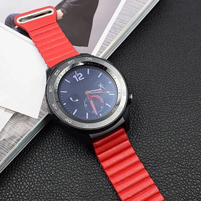 Ally 22MM Samsung Gear S3 Watch 4 46mm Deri Loop Kayış-(5775)