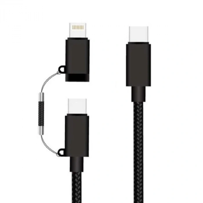 ALLY  2in1 USB Type C 60W Hızlı Şarj PD Kablosu+iPhone Başlık USB Kablo-(5775)