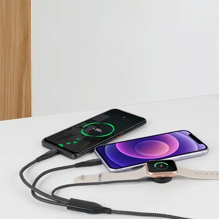 Ally 2x Type-c 100W-27W + Apple Watch İçin Type-c Şarj Kablosu-(5775)