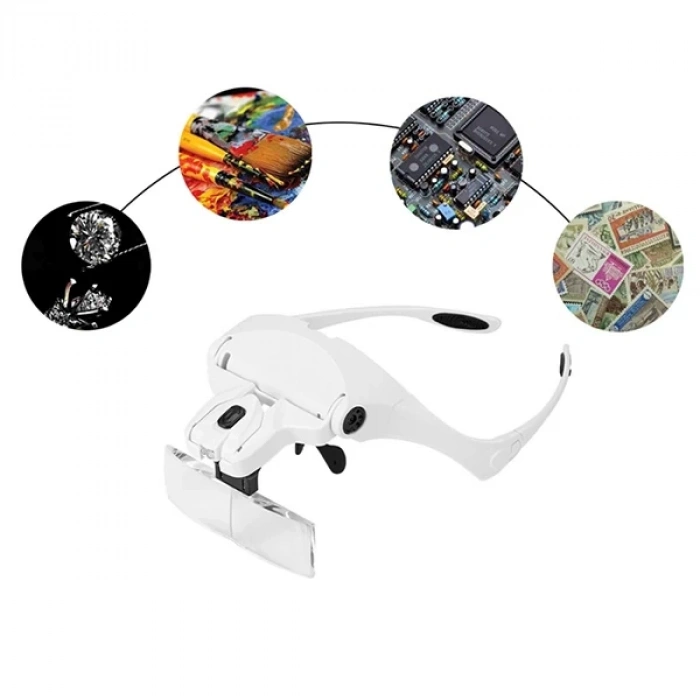 ALLY 9892B2 Yedek Lensli Led Işıklı Kafa Büyüteçi-(5775)