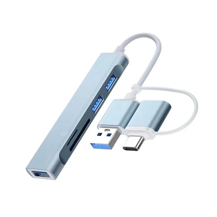 ALLY A-807 5in1 Type-C + USB Girişli USB 3.0 Çoğaltıcı Hub Adaptör-(5775)