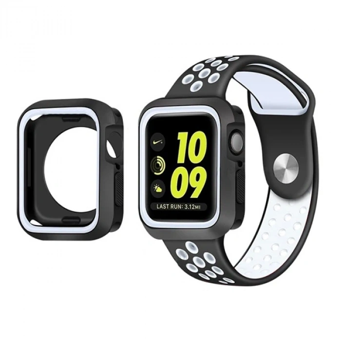 Ally Apple Watch 4 44mm N-Style Çift Renk Silikon Kılıf-(5775)