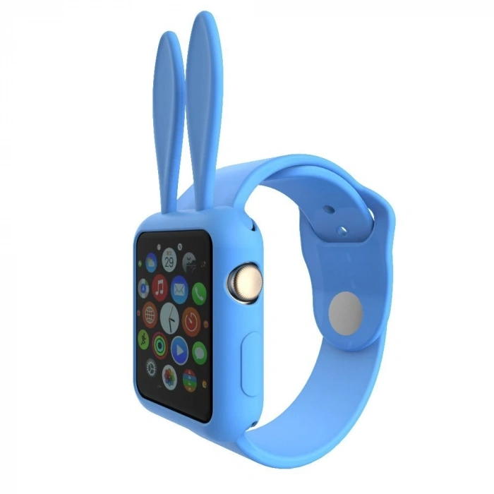 Ally Apple Watch İçin 38mm Tavşan Figürü Silikon Kılıf-(5775)